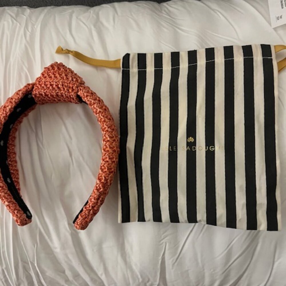 Lele Sadoughi Woven Raffia Red/Pink/Orange Headband (with Dustbag)